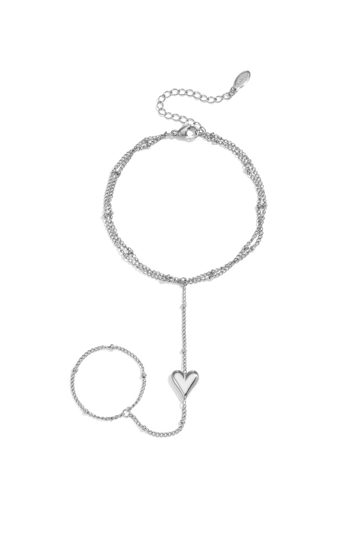 Handketting van roestvrij staal met 14 karaats verguld laagje en hartje, eenvoudige dagelijkse sieraden uit de Simple Series voor dames.