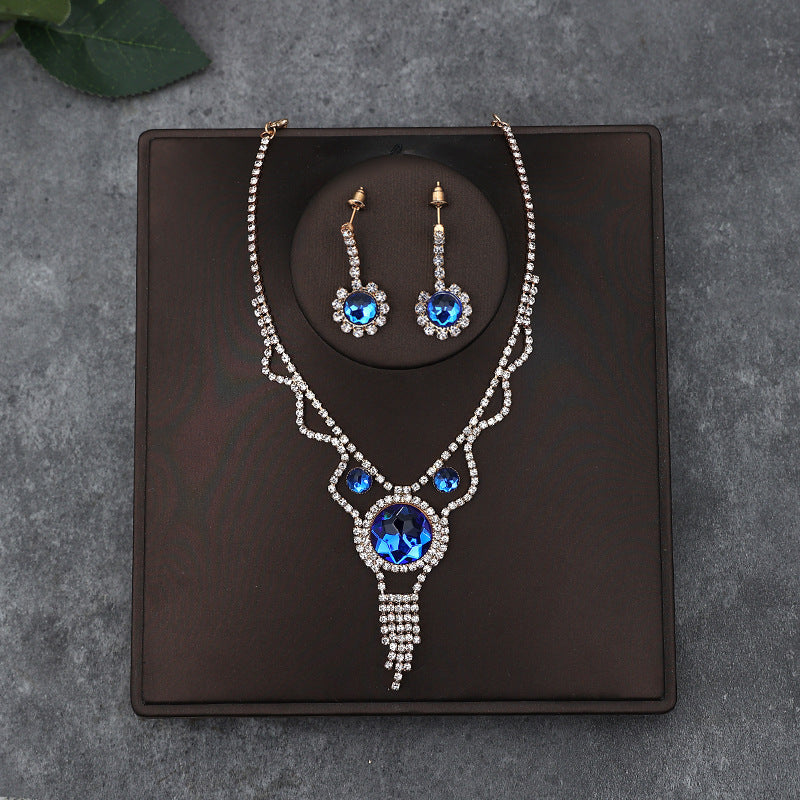 Korean Bride Necklace Earrings Two-piece Decorations Wedding Yarn Wedding Jewelry Wedding Accessories Dance Studio