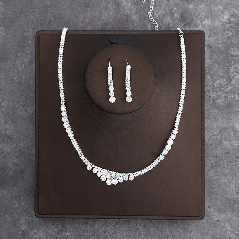 Korean Bride Necklace Earrings Two-piece Decorations Wedding Yarn Wedding Jewelry Wedding Accessories Dance Studio