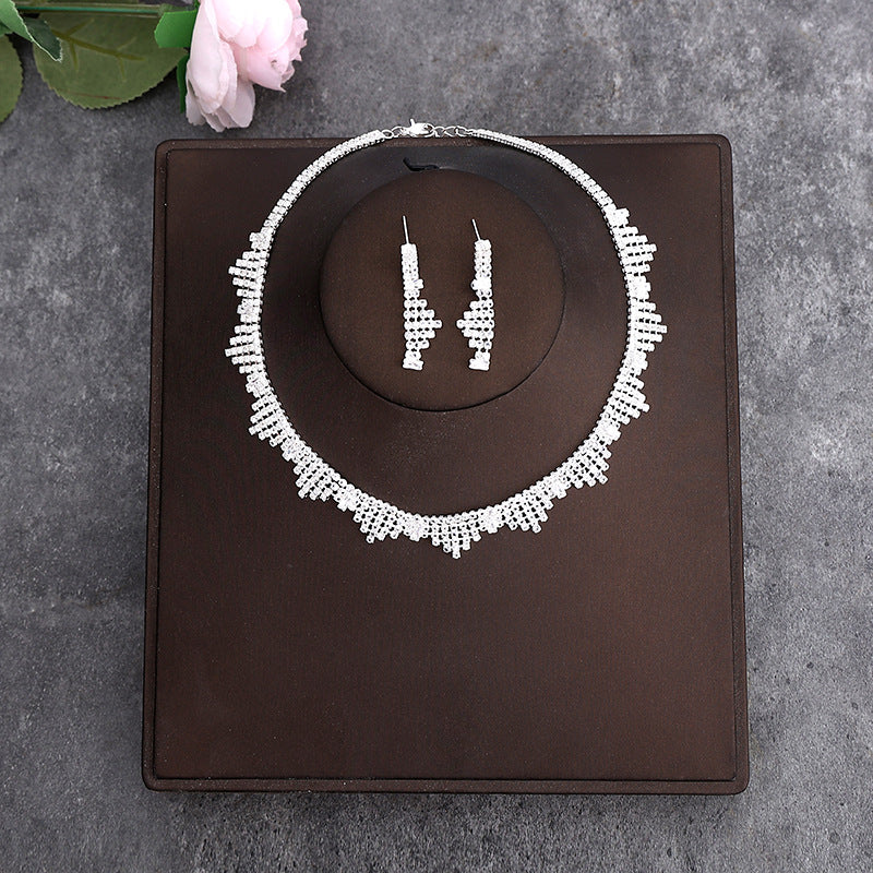 Korean Bride Necklace Earrings Two-piece Decorations Wedding Yarn Wedding Jewelry Wedding Accessories Dance Studio