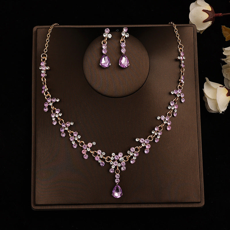 Korean Bride Necklace Earrings Two-piece Decorations Wedding Yarn Wedding Jewelry Wedding Accessories Dance Studio