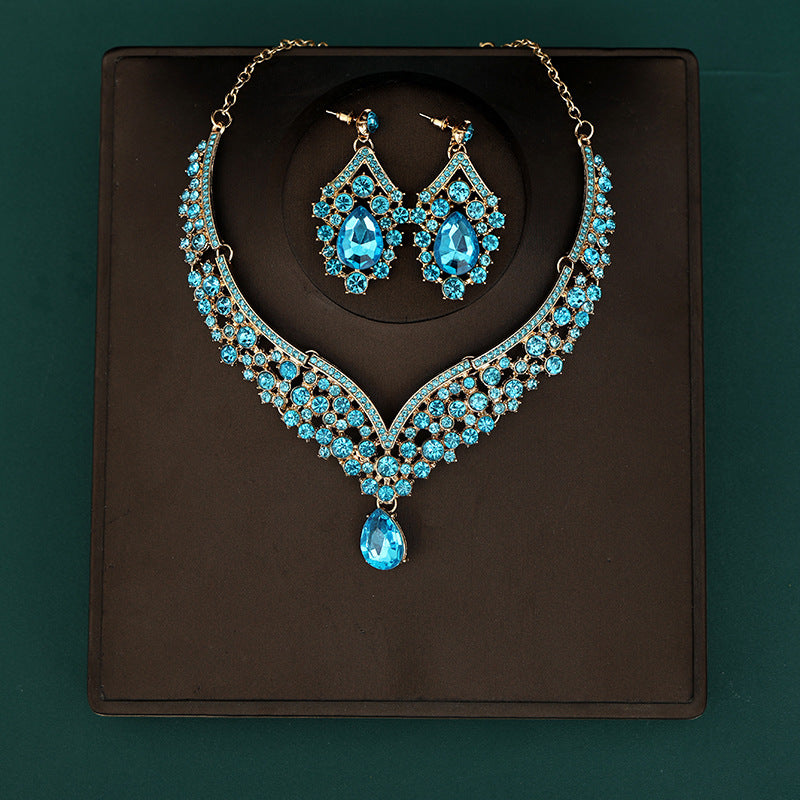 Korean Bride Necklace Earrings Two-piece Decorations Wedding Yarn Wedding Jewelry Wedding Accessories Dance Studio