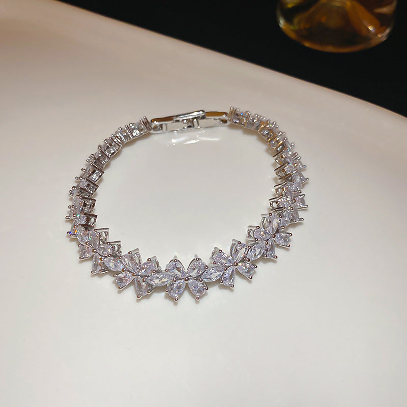 Korean Style Zircon Butterfly Flower Fashion Bracelet