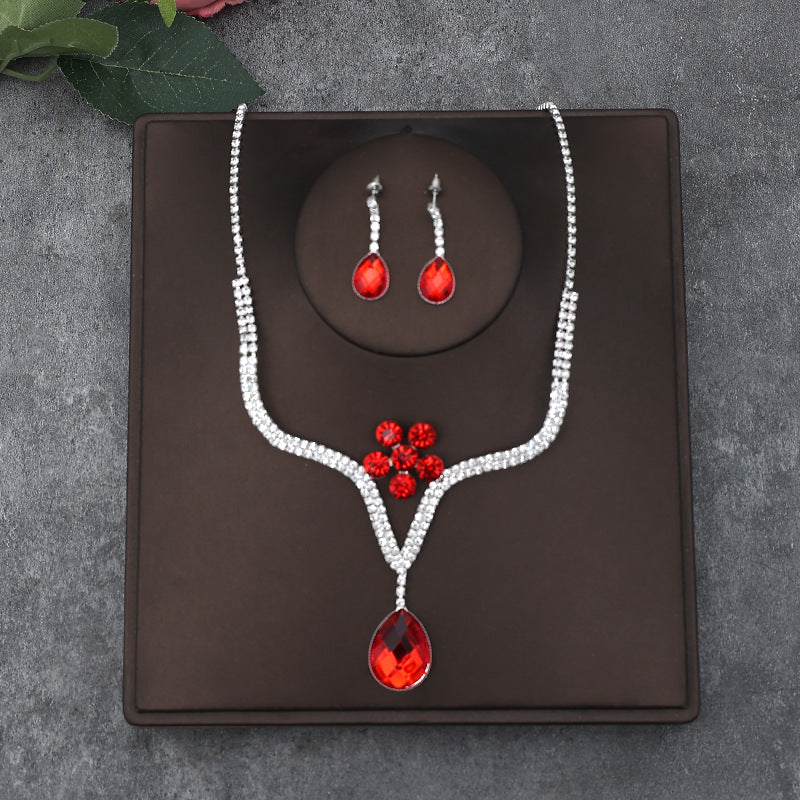 Korean Bride Necklace Earrings Two-piece Decorations Wedding Yarn Wedding Jewelry Wedding Accessories Dance Studio