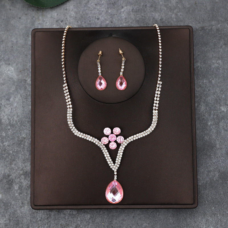 Korean Bride Necklace Earrings Two-piece Decorations Wedding Yarn Wedding Jewelry Wedding Accessories Dance Studio