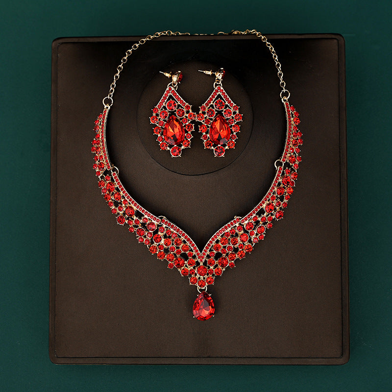 Korean Bride Necklace Earrings Two-piece Decorations Wedding Yarn Wedding Jewelry Wedding Accessories Dance Studio