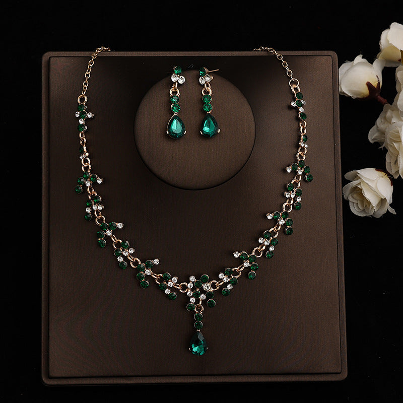 Korean Bride Necklace Earrings Two-piece Decorations Wedding Yarn Wedding Jewelry Wedding Accessories Dance Studio