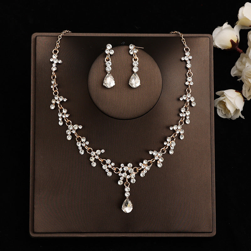 Korean Bride Necklace Earrings Two-piece Decorations Wedding Yarn Wedding Jewelry Wedding Accessories Dance Studio