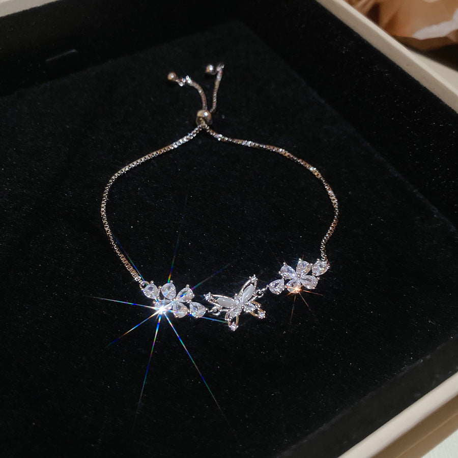 Korean Style Zircon Butterfly Flower Fashion Bracelet