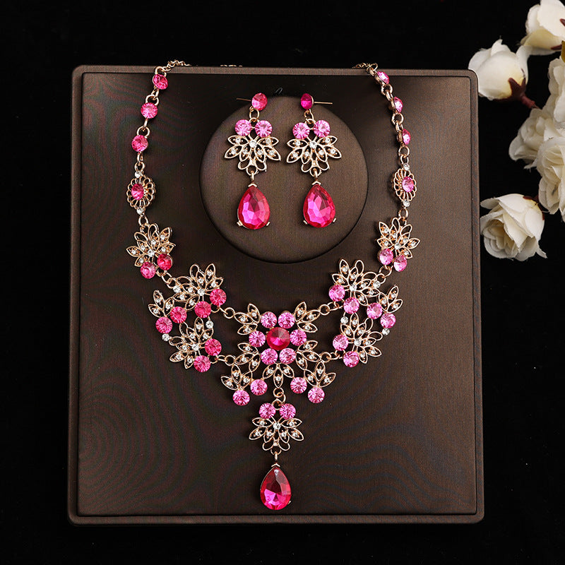 Korean Bride Necklace Earrings Two-piece Decorations Wedding Yarn Wedding Jewelry Wedding Accessories Dance Studio