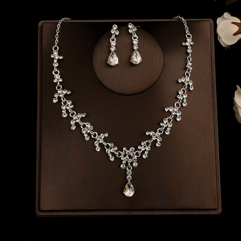 Korean Bride Necklace Earrings Two-piece Decorations Wedding Yarn Wedding Jewelry Wedding Accessories Dance Studio