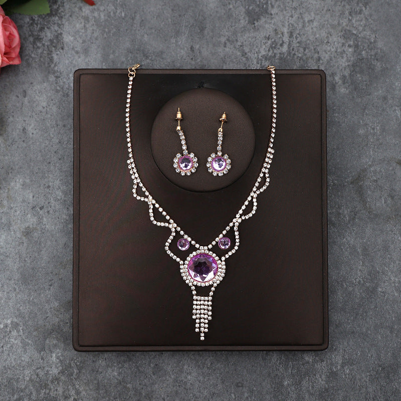 Korean Bride Necklace Earrings Two-piece Decorations Wedding Yarn Wedding Jewelry Wedding Accessories Dance Studio