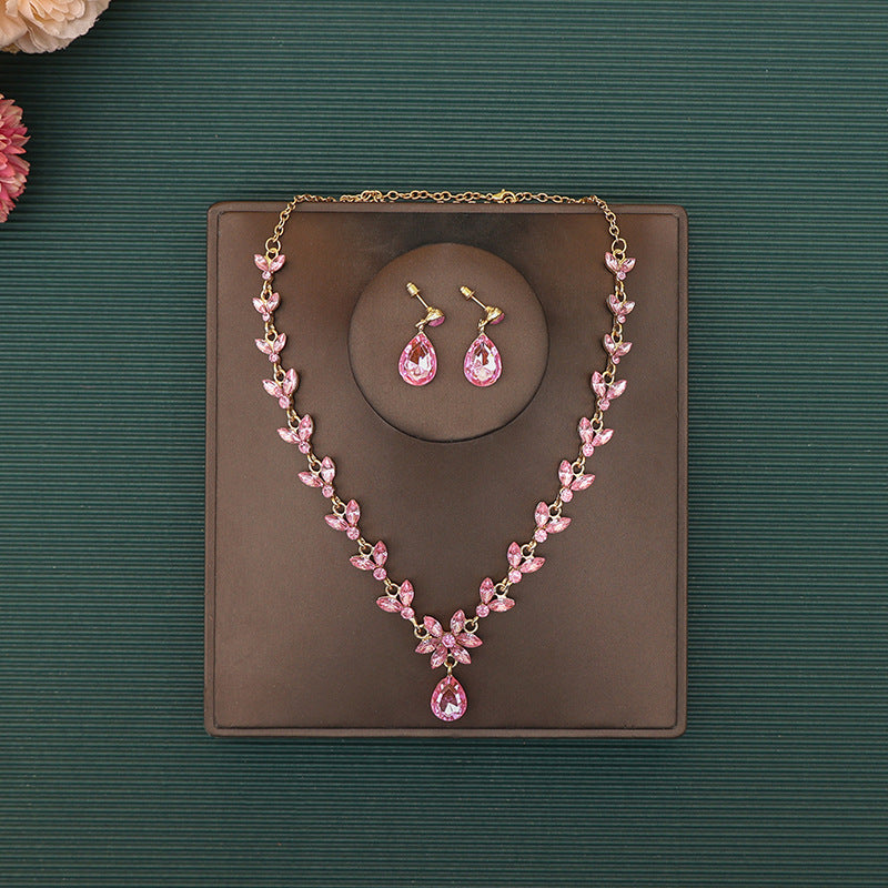 Korean Bride Necklace Earrings Two-piece Decorations Wedding Yarn Wedding Jewelry Wedding Accessories Dance Studio