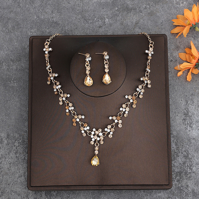 Korean Bride Necklace Earrings Two-piece Decorations Wedding Yarn Wedding Jewelry Wedding Accessories Dance Studio