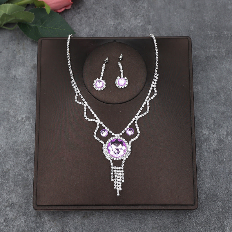 Korean Bride Necklace Earrings Two-piece Decorations Wedding Yarn Wedding Jewelry Wedding Accessories Dance Studio