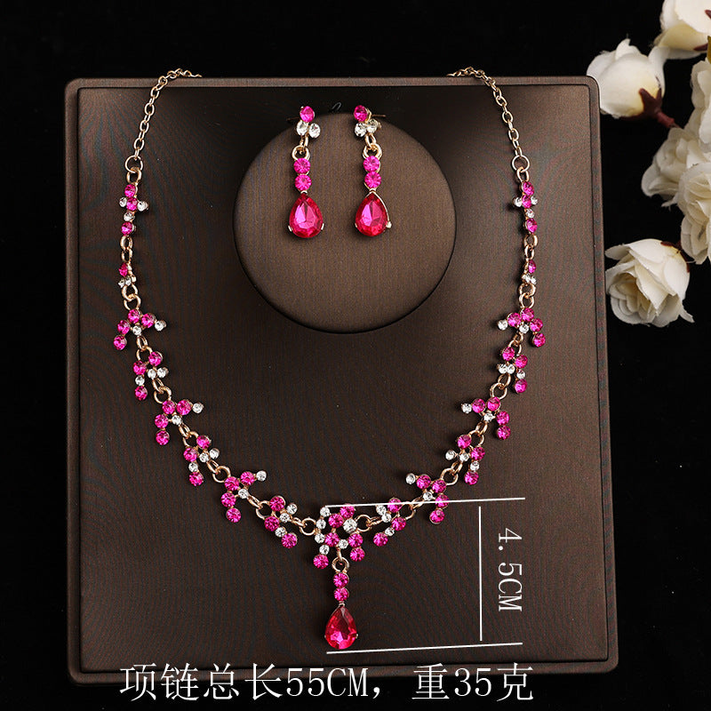 Korean Bride Necklace Earrings Two-piece Decorations Wedding Yarn Wedding Jewelry Wedding Accessories Dance Studio