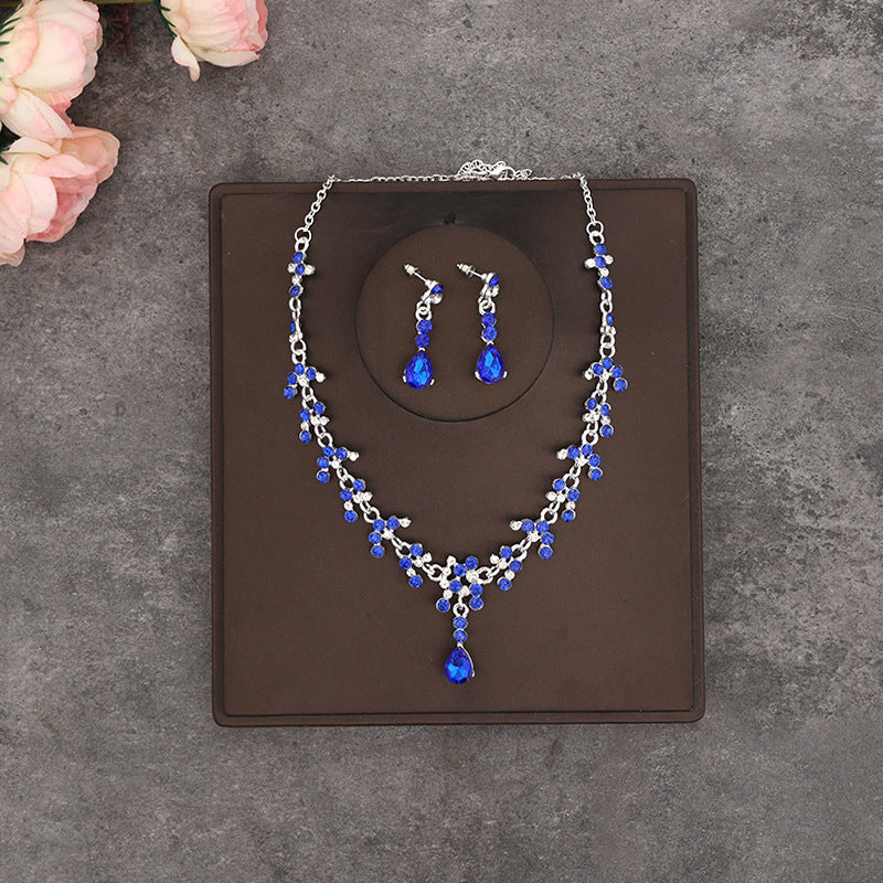 Korean Bride Necklace Earrings Two-piece Decorations Wedding Yarn Wedding Jewelry Wedding Accessories Dance Studio