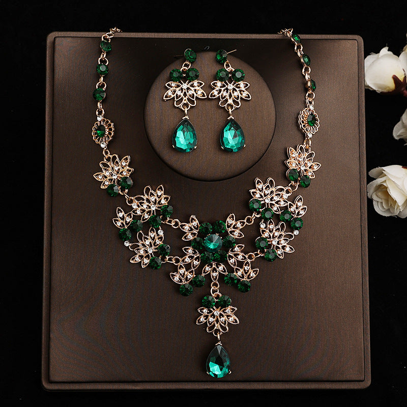 Korean Bride Necklace Earrings Two-piece Decorations Wedding Yarn Wedding Jewelry Wedding Accessories Dance Studio
