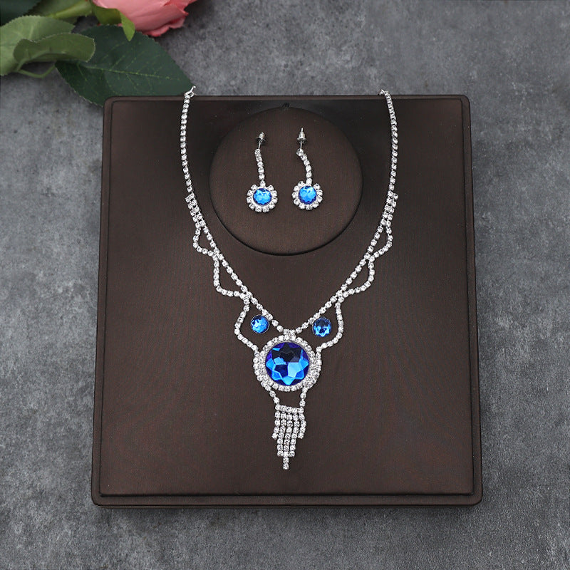 Korean Bride Necklace Earrings Two-piece Decorations Wedding Yarn Wedding Jewelry Wedding Accessories Dance Studio