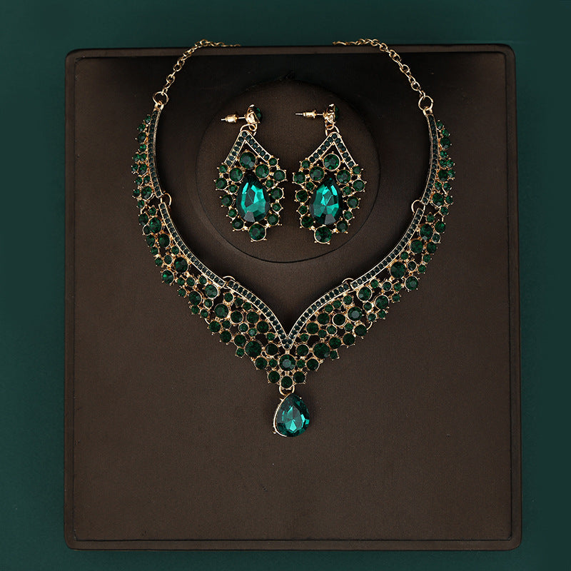 Korean Bride Necklace Earrings Two-piece Decorations Wedding Yarn Wedding Jewelry Wedding Accessories Dance Studio