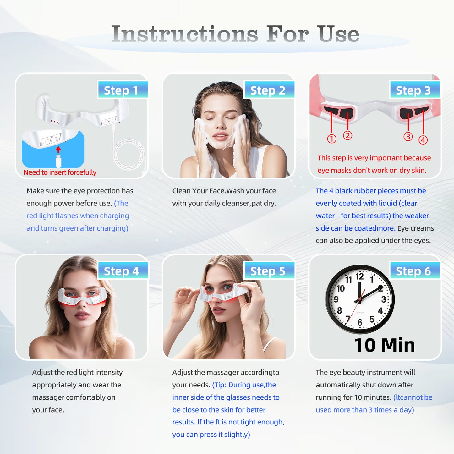 EMS Microcurrent Eye Massager with Red Light Therapy