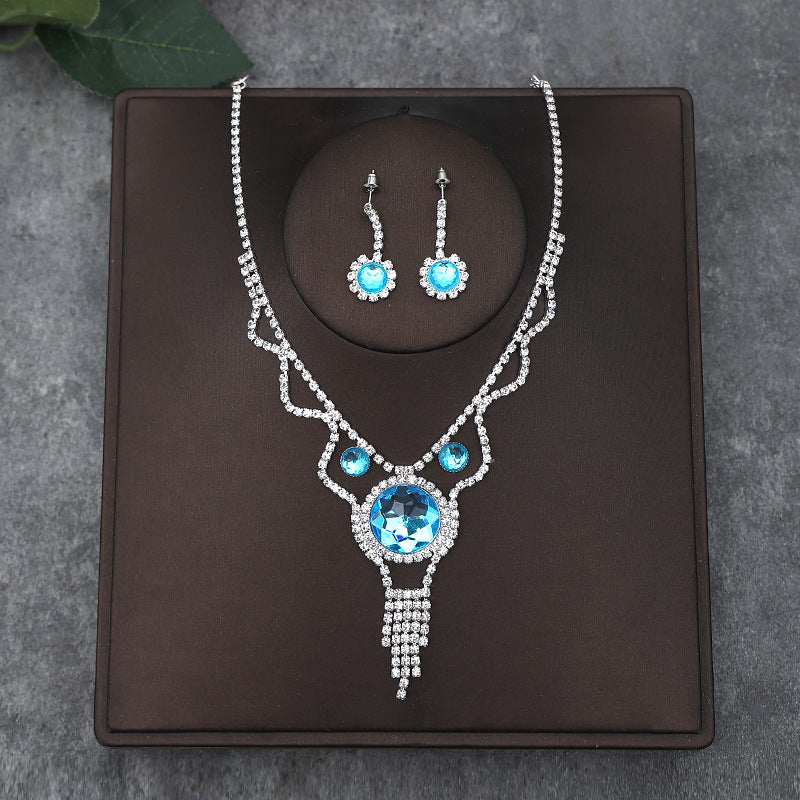 Korean Bride Necklace Earrings Two-piece Decorations Wedding Yarn Wedding Jewelry Wedding Accessories Dance Studio