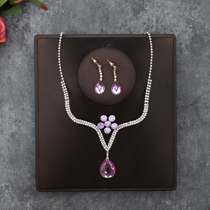 Korean Bride Necklace Earrings Two-piece Decorations Wedding Yarn Wedding Jewelry Wedding Accessories Dance Studio