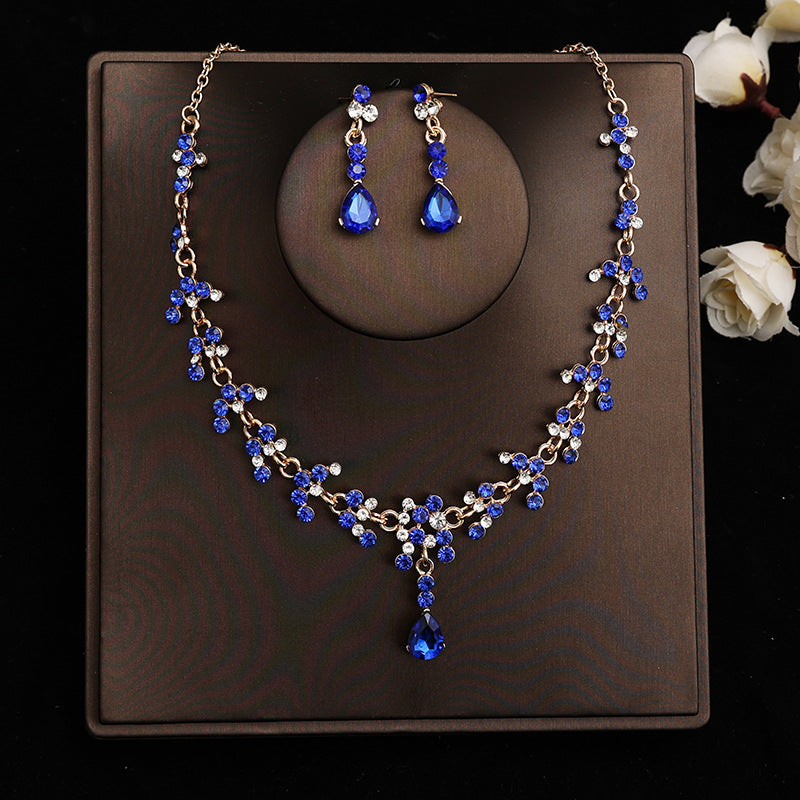 Korean Bride Necklace Earrings Two-piece Decorations Wedding Yarn Wedding Jewelry Wedding Accessories Dance Studio