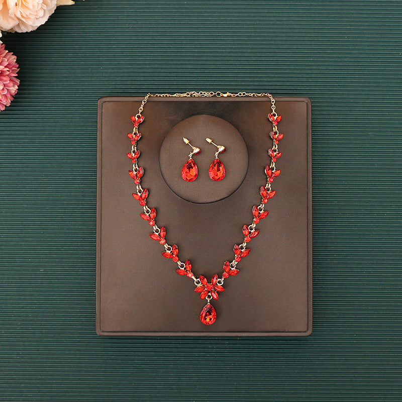 Korean Bride Necklace Earrings Two-piece Decorations Wedding Yarn Wedding Jewelry Wedding Accessories Dance Studio