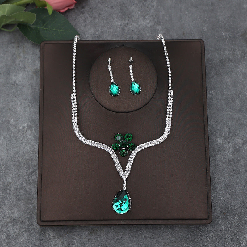Korean Bride Necklace Earrings Two-piece Decorations Wedding Yarn Wedding Jewelry Wedding Accessories Dance Studio
