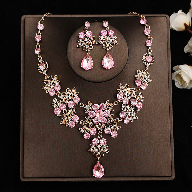 Korean Bride Necklace Earrings Two-piece Decorations Wedding Yarn Wedding Jewelry Wedding Accessories Dance Studio