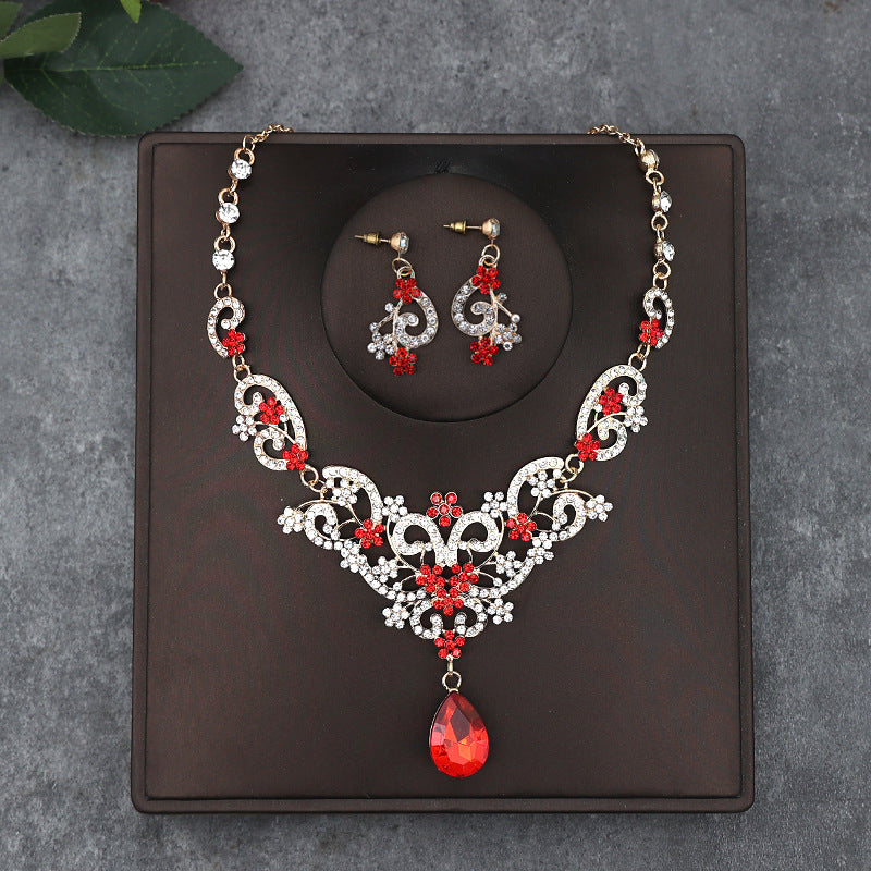 Korean Bride Necklace Earrings Two-piece Decorations Wedding Yarn Wedding Jewelry Wedding Accessories Dance Studio