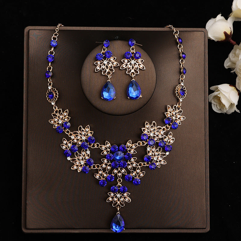 Korean Bride Necklace Earrings Two-piece Decorations Wedding Yarn Wedding Jewelry Wedding Accessories Dance Studio