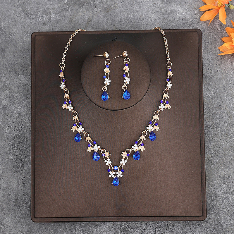 Korean Bride Necklace Earrings Two-piece Decorations Wedding Yarn Wedding Jewelry Wedding Accessories Dance Studio