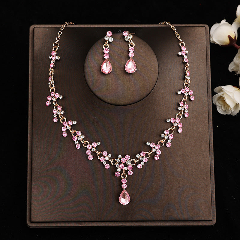 Korean Bride Necklace Earrings Two-piece Decorations Wedding Yarn Wedding Jewelry Wedding Accessories Dance Studio