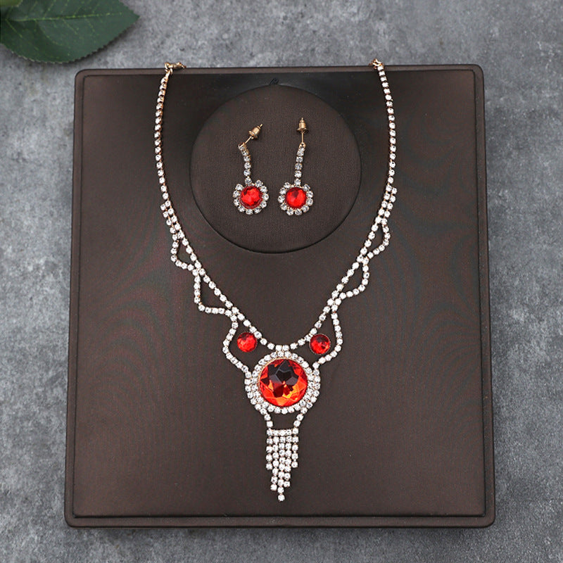 Korean Bride Necklace Earrings Two-piece Decorations Wedding Yarn Wedding Jewelry Wedding Accessories Dance Studio