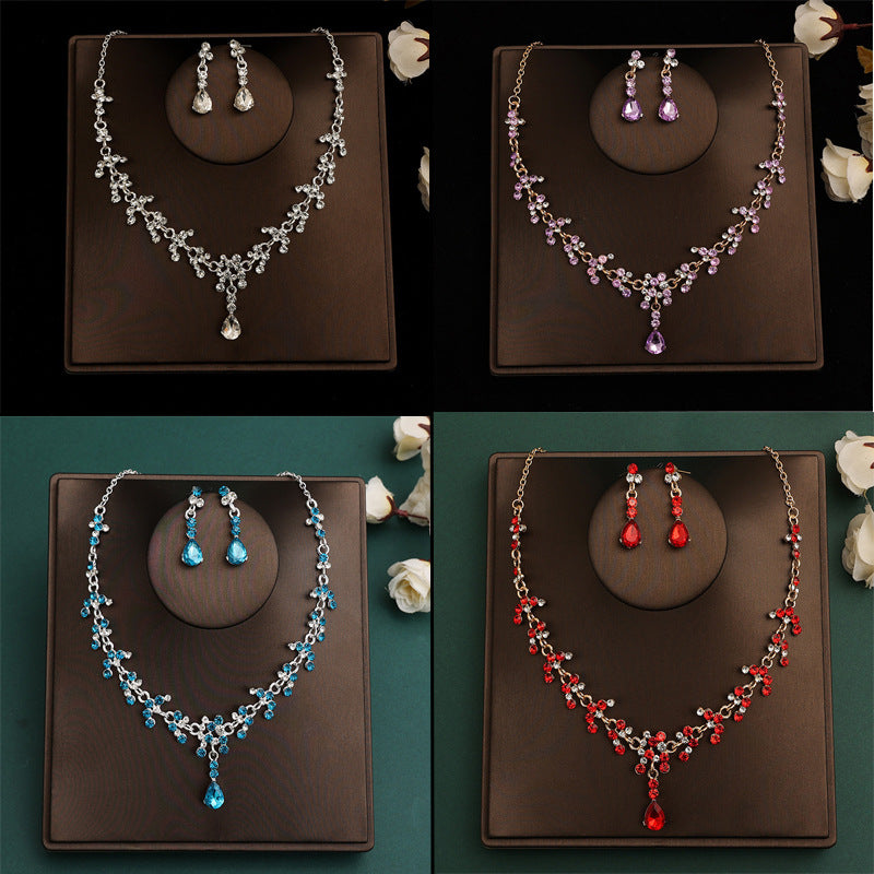 Korean Bride Necklace Earrings Two-piece Decorations Wedding Yarn Wedding Jewelry Wedding Accessories Dance Studio