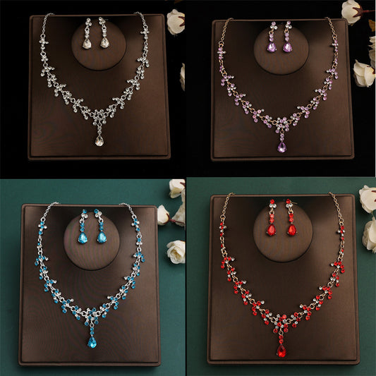 Korean Bride Necklace Earrings Two-piece Decorations Wedding Yarn Wedding Jewelry Wedding Accessories Dance Studio