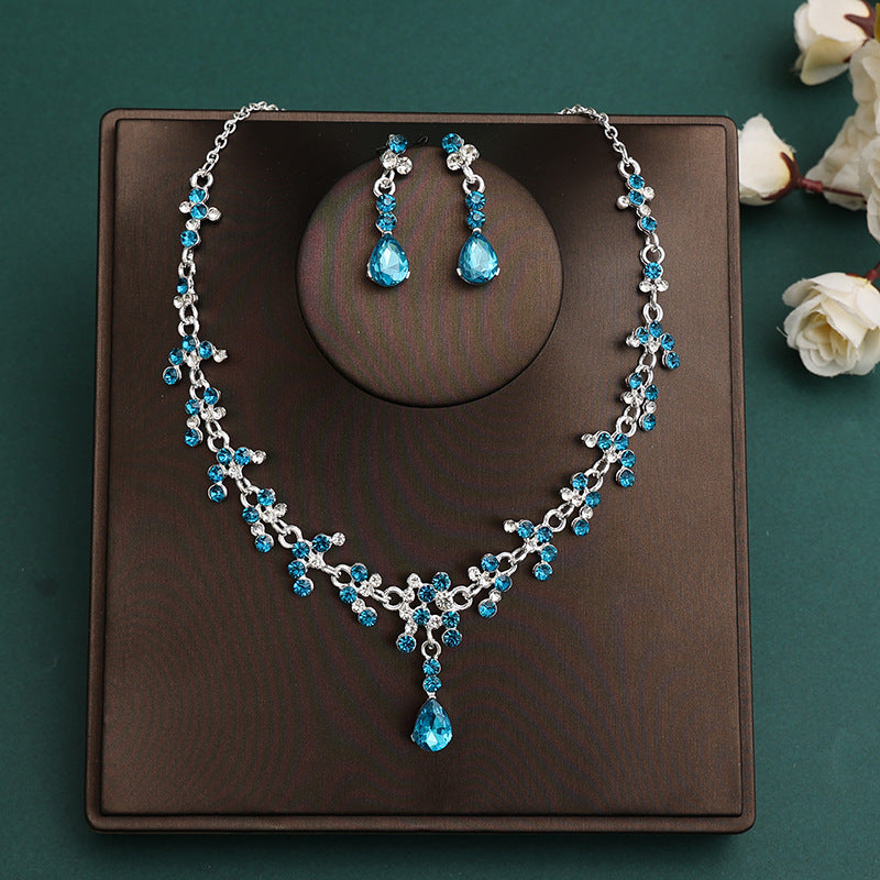 Korean Bride Necklace Earrings Two-piece Decorations Wedding Yarn Wedding Jewelry Wedding Accessories Dance Studio
