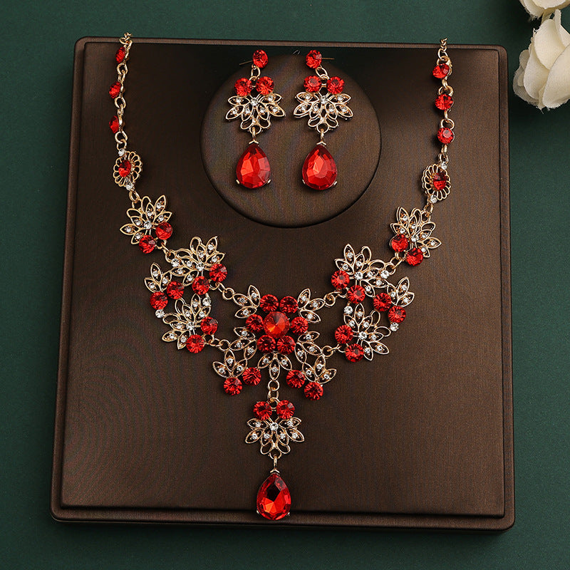 Korean Bride Necklace Earrings Two-piece Decorations Wedding Yarn Wedding Jewelry Wedding Accessories Dance Studio