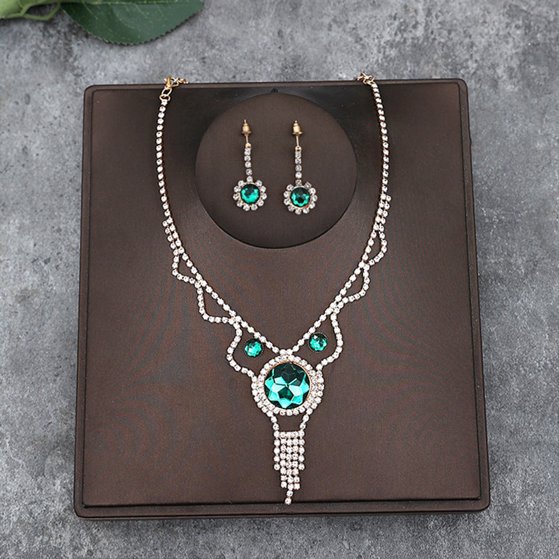Korean Bride Necklace Earrings Two-piece Decorations Wedding Yarn Wedding Jewelry Wedding Accessories Dance Studio