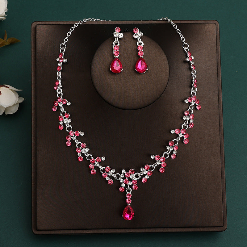 Korean Bride Necklace Earrings Two-piece Decorations Wedding Yarn Wedding Jewelry Wedding Accessories Dance Studio