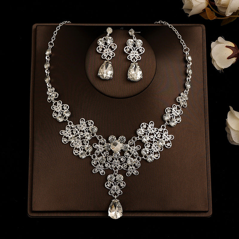 Korean Bride Necklace Earrings Two-piece Decorations Wedding Yarn Wedding Jewelry Wedding Accessories Dance Studio