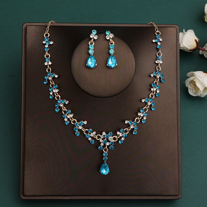 Korean Bride Necklace Earrings Two-piece Decorations Wedding Yarn Wedding Jewelry Wedding Accessories Dance Studio