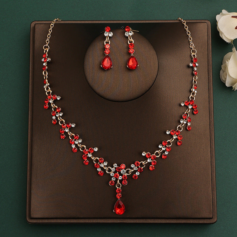 Korean Bride Necklace Earrings Two-piece Decorations Wedding Yarn Wedding Jewelry Wedding Accessories Dance Studio