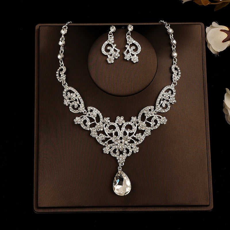 Korean Bride Necklace Earrings Two-piece Decorations Wedding Yarn Wedding Jewelry Wedding Accessories Dance Studio