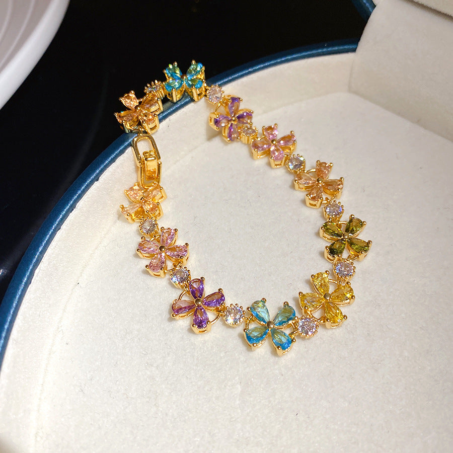 Korean Style Zircon Butterfly Flower Fashion Bracelet