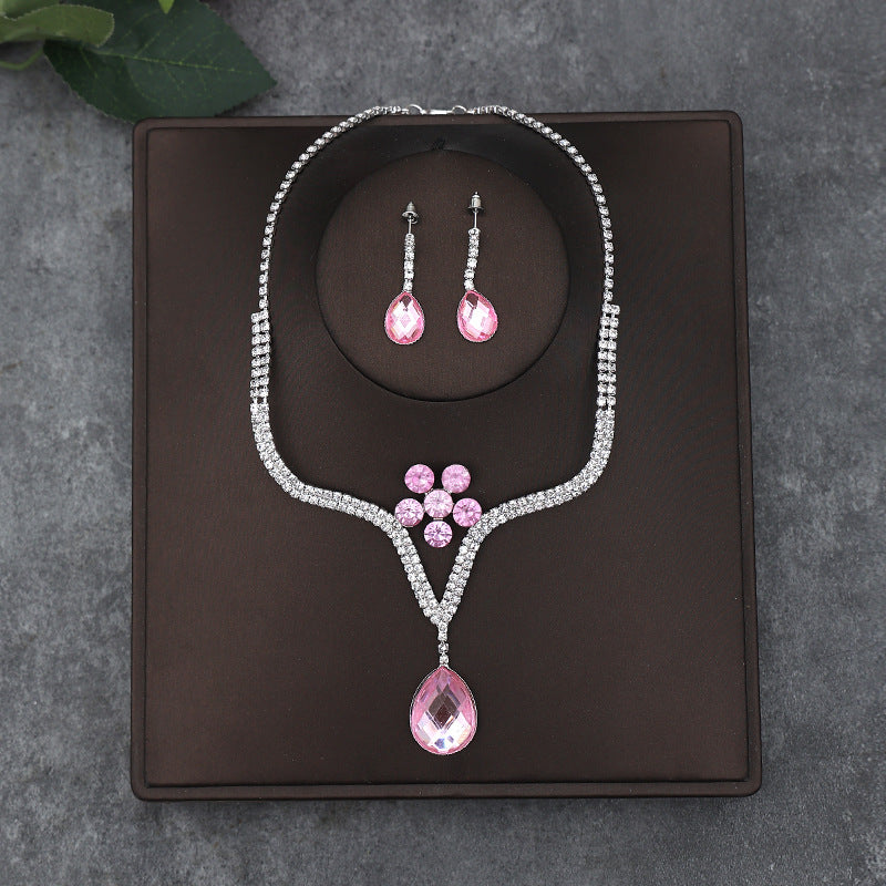 Korean Bride Necklace Earrings Two-piece Decorations Wedding Yarn Wedding Jewelry Wedding Accessories Dance Studio