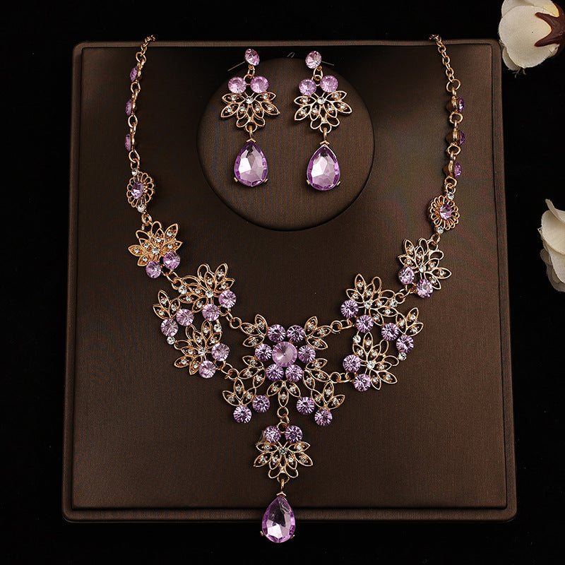 Korean Bride Necklace Earrings Two-piece Decorations Wedding Yarn Wedding Jewelry Wedding Accessories Dance Studio