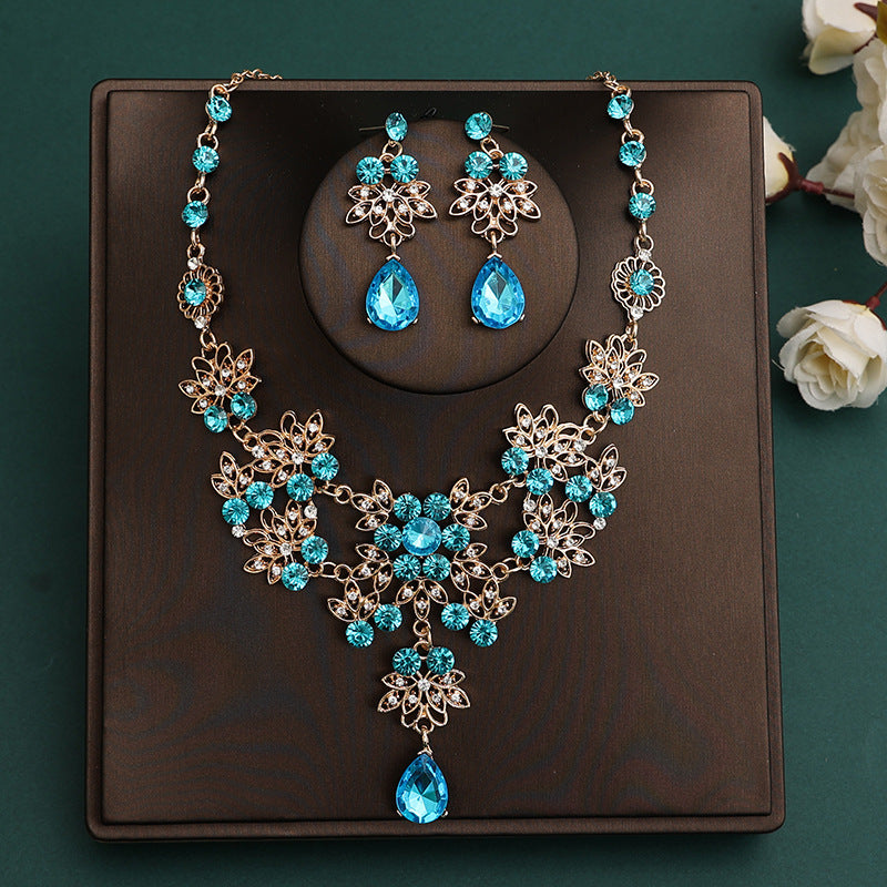 Korean Bride Necklace Earrings Two-piece Decorations Wedding Yarn Wedding Jewelry Wedding Accessories Dance Studio
